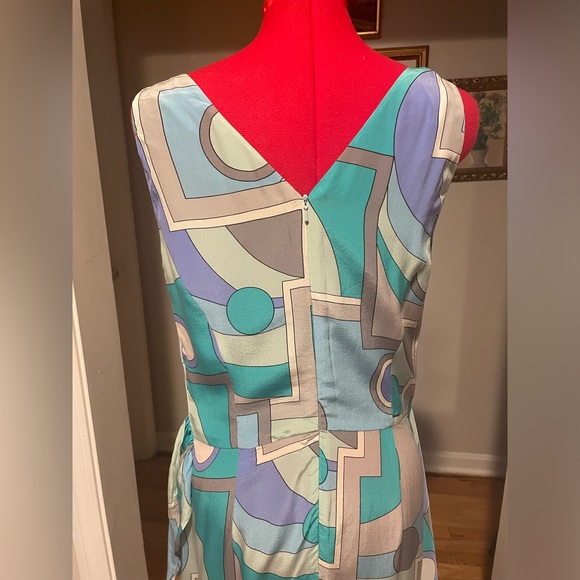 Y2K 90s Spenser Jeremy 100% Silk Mod Printed Faux Wrap Maxi Sun Dress - Picture 8 of 8